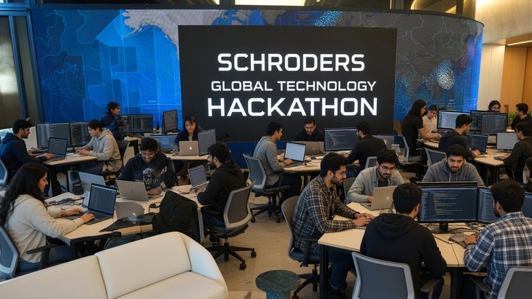 Photo of group of people at an office for a hackathon